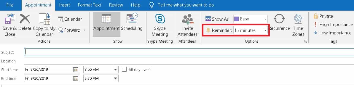 add reminder in outlook email-min