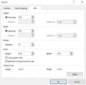 how to change image size in ms word