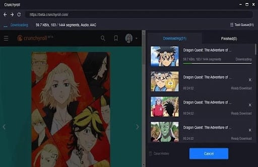 Select the folder where you want to download the Crunchyroll anime series