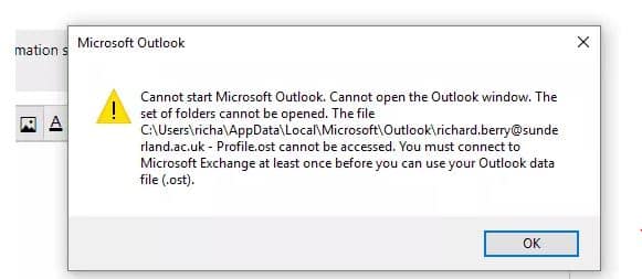 Outlook Not Connecting to Server